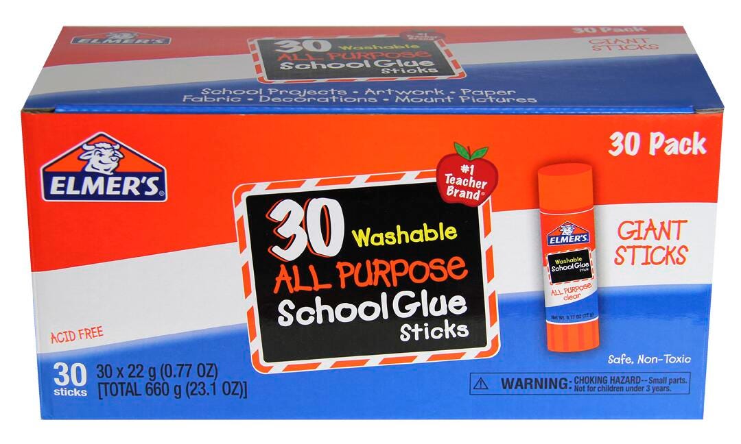 Elmer's All-Purpose School Glue Stick, 0.77 Ounces, Clear, Pack of 30 1535940